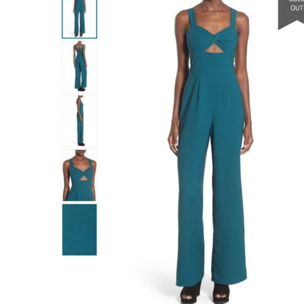 Delivered Leith Twist Front Jumpsuit XS Teal Green